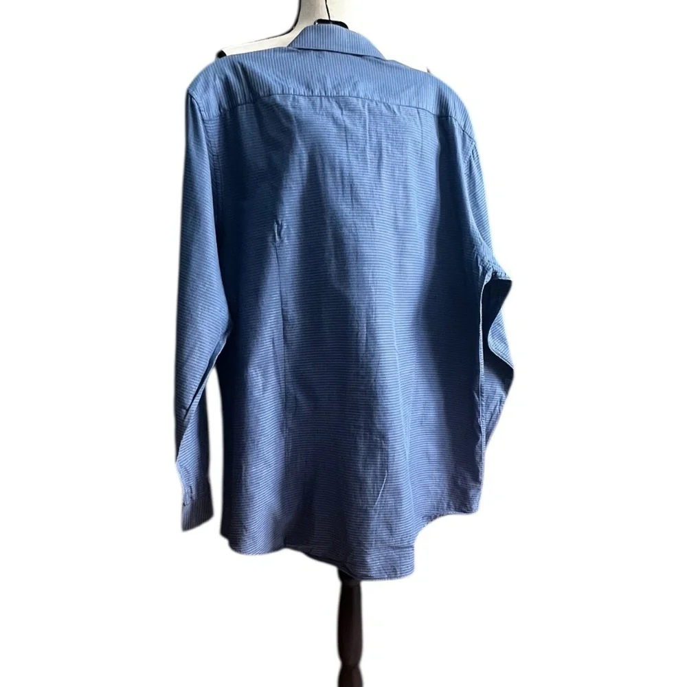 Kenneth Cole Reaction Men’s Blue Slim Fit Long Sleeve Button-Down Shirt Sz 16.5 - Picture 2 of 6